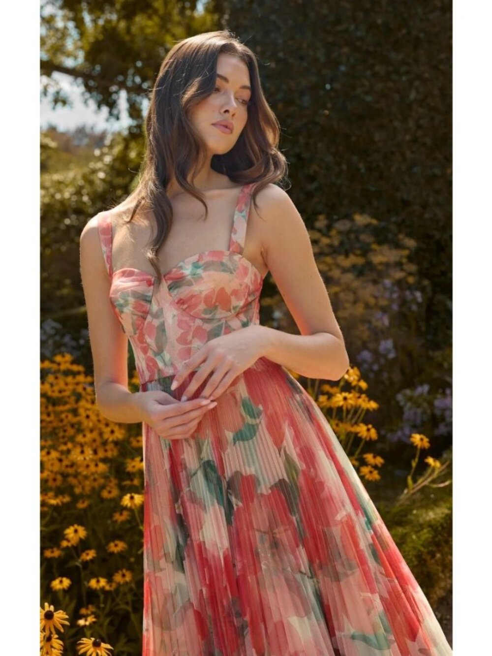 Anthropologie Hutch Macclare Gown Floral Tulle Bustier Dress Size 4 - Picture 3 of 7